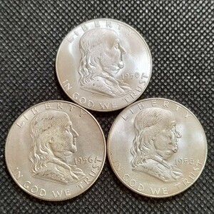 8871　ベンジャミンアメリカ古銭3枚　ハーフダラー　アンティークコレクションコイン