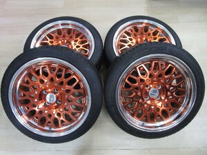 中古 WORK Seeker 17インチ ヴィッツ ヤリス アクア フィット スイフト 7.5J+25 / +38 4H100 中古 18年製 LUCCINI BUONO SPORT 205/45R17