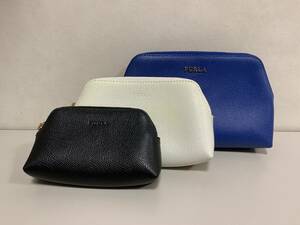 【質屋 尾張屋商店 東京】FURLA フルラ ポーチ ３個セット 青・白・黒