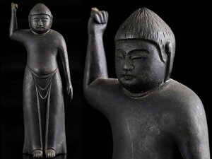 【琴》送料無料 仏教美術 古銅誕生仏 高15cm KS869