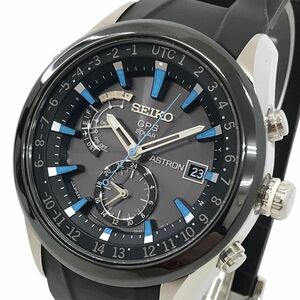 超美品 SEIKO セイコー ASTRON アストロン 腕時計 SBXA009 電波ソーラー GPS衛星電波 アナログ カレンダー ブラック ブルー ラバー