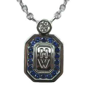 ハリーウィンストン HWロゴ サファイア ペンダント ネックレス プラチナ製 ブルーサファイア ダイヤモンド ジュエリー HARRY WINSTON