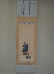 《小川処堂》●掛軸【大石真虎】≪ 神功皇后像図 ≫ 江戸時代 復古大和絵・土佐派・浮世絵師 絹本 軸装 本物保証「絵画買取・美術品買取」