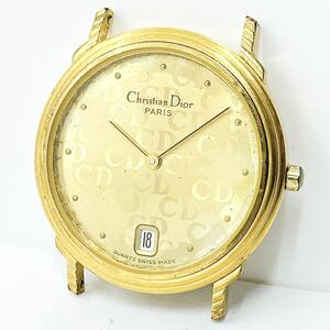 0326c ディオール Christian Dior 45.122.3 腕時計 デイト クォーツ 電池式 QZ ゴールドカラー