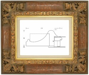額縁 油彩額縁 油絵額縁 木製フレーム SACA04-16 アンティーク サイズF80号