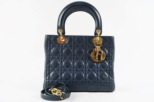 【超美品】Christian Dior クリスチャンディオール カナージュ レディディオール 2WAYショルダー ハンドバッグ【QD72】