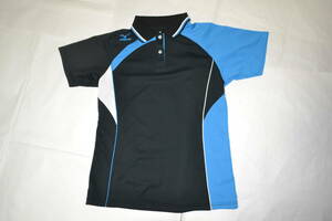 246　ミズノ　卓球　ポロシャツ　WOMEN　XLサイズ　ブラック×ブルー