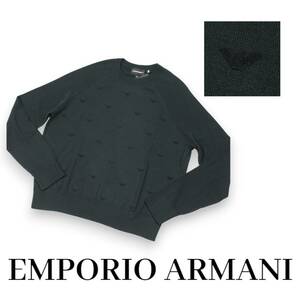 EMPORIO ARMANI エンポリオアルマーニ　レディース クルーネックニット　イーグルプリント　ダークネイビー　IT40