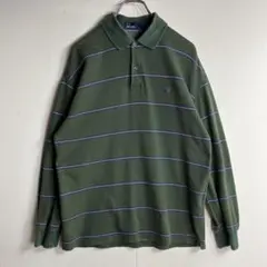 00’s FredPerry 日本製 ロング ポロシャツ ボーダー グリーン