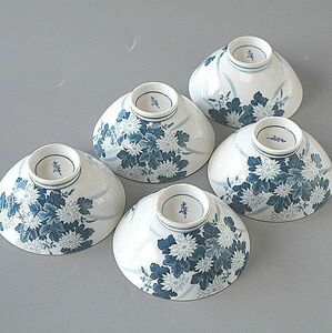 ご飯茶碗5個 飯碗 菊の花 東峰