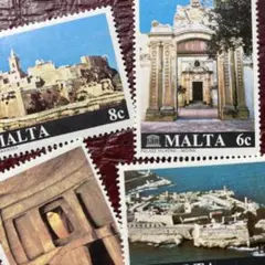 52113現品限り　外国切手未使用　マルタ発行世界遺産4種揃建築物風景