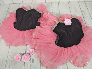 【12yt202】ダンス バレエ チュチュスカート衣装×2点 カーテンコールコスチューム 黒×ピンク 10C キャンディ?? タンゴ??◆P25