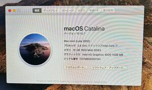 中古　Apple Mac mini Late2012 CPU: I7-2.6Ghz 16GB SSD 512GB Catalina10.15.7