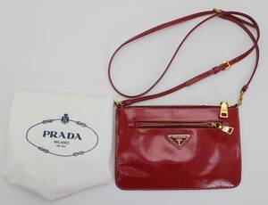 PRADA プラダ ショルダー バッグ ポシェット BT0832 エナメルレザー レディース