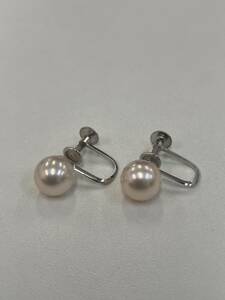 【K14WG 真珠イヤリング 2.1g 7.5mm】パールアクセサリー ジュエリー アコヤ真珠 美品 1円出品 1円スタート アクセサリー レディース 