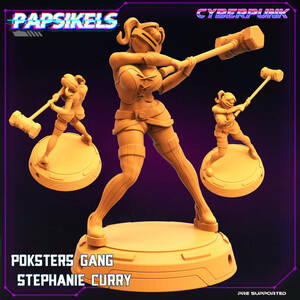 Papsikels pap-2201c19 POKSTERS_GANG_STEPHANIE_CURRY 3Dプリント ミニチュア D＆D TRPG スターグレイブ サイバーパンク