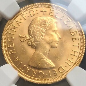 金貨 鑑定 1968年 イギリス ヤングヤングエリザベス 1ソブリン金貨 1SOV ロイヤルミント 鑑定 NGC MS64 金貨,銀貨を多数出品