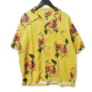 CALEE キャリー 半袖アロハシャツ CL-21SS001M Allover flower pattern S/S shirt 百合 日本製 イエロー L 27105428