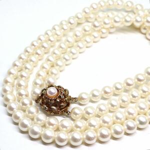 Aquascutum(アクアスキュータム)《アコヤ本真珠2連ネックレス》A 約6.5-7.0mm珠 70.7g 約50cm pearl necklace ジュエリー jewelry DA0/DA0