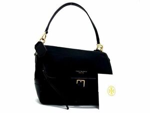 1円 ■美品■ TORY BURCH トリーバーチ ナイロン×レザー 2WAY ハンドバッグ ショルダーバッグ 斜め掛けかばん ブラック系 FA4966