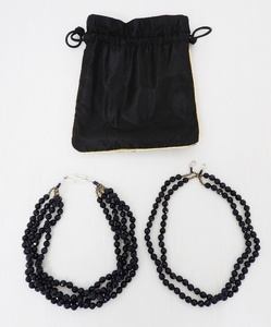 Kong qi コンチィ― 4連＆2連 カラーストーン ネックレス 黒 ブラック アクセサリー 首飾り レディース