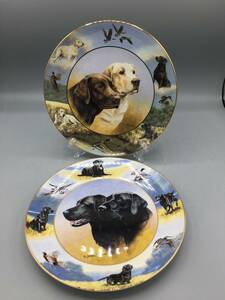 英国 ロイヤルドルトン フランクリンミント ラブラドール レトリバー 犬 プレート 皿 2枚 絵皿 飾り皿 (No.1AB)