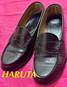 ハルタ HARUTA ローファー 黒 日本製 25.5cm★USED 中古 2E 使用感あり