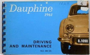 RENAULT DAUPHINE 1961 OWNERS MANUAL