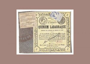 1916年 フランス QUINIUM LABARRAQUE キナのボトルの薬局ラベル並々ならぬ