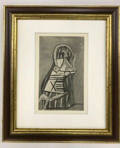 【特価】　≪　　パブロ・ピカソ　　≫　　コロタイプ版画　　WOMANIN CHEMISE IN AN ARMCHAIR 　　1930年　　 PABLO　PICASSO