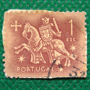 【ポルトガル切手】馬に乗った騎士１枚 ディニス王の印章 切手 1953 年頃 使用済１枚　　切手[g81a]
