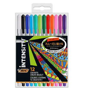 水性ペン フェルトペン 0.8mm 中字 12色 BIC ビック Intensity インテンシティ ITS-FEPMDPK12/1356ｘ１個