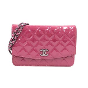 シャネル CHANEL ブリリアント チェーンウォレット A48692 20番台 ワインレッド シルバー金具 パテント 長財布 レディース 中古