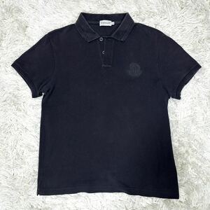 MONCLER モンクレール ポロシャツ 半袖 ブラック ワッペン ブラック 黒 Lサイズ