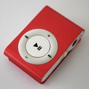 【レッド】新品 MP3 プレイヤー 音楽 SDカード式 充電ケーブル付き 【ボタンホワイトタイプ】