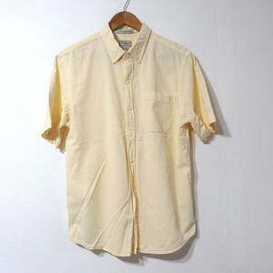 【送料無料】エルエルビーン半袖シャツ/シアサッカーシャツ　白黄色　Lサイズ　L.L.Bean