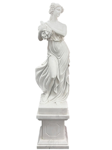 天然大理石彫刻 葡萄を抱えるヴィーナス（夏） 女性像 石像 全高約1m60cm ヴィーナス像 乙女像 女神 ビーナス像 大理石 彫刻 オブジェ 置物