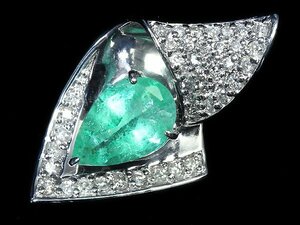 KK11012S【1円～】【RK宝石】≪Emerald≫ 上質エメラルド 大粒1.39ct 極上ダイヤモンド K18WG 高級ペンダントヘッド ネックレス