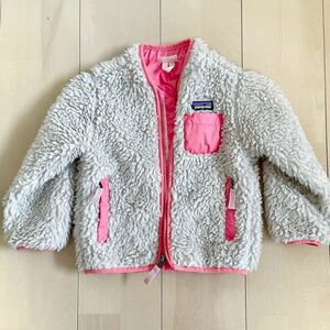 美品 Patagonia パタゴニア Baby Retro-X Jacket ベビー レトロX ジャケット サイズ２T オフホワイト ピンク フリース ボア キッズ