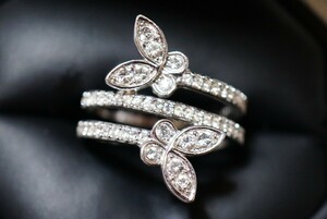 761 スワロフスキー/SWAROVSKI バタフライ 蝶々 リング 指輪 ブランド ヴィンテージ アクセサリー 刻印 アンティーク 装飾品