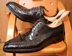 即決　定価100万円以上　サントーニ 限定品 Santoni Limited Edition DUNHILL 最高級クロコダイル ノルベジェーゼ製法 靴 シューズ 9サイズ