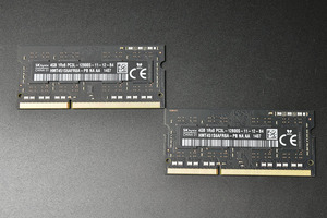 当日発送 Mac対応 メモリ hynix DDR3 4GB × 2枚組　PC3L-12800S 中古品 1-830-6