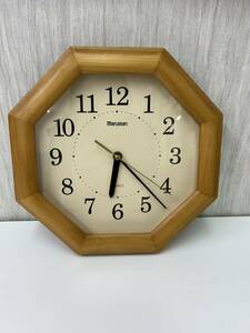 ＃13575　maruman マルマン 掛け時計 掛時計 木製 QUARTZ 木枠 木目 壁時計　特大サイズ 大サイズ　稼働品