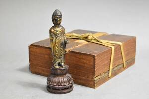 【英】A1169 時代 新羅銅鍍金仏立像 仏教美術 中国 朝鮮 銅製 銅器 佛像 置物 骨董品 美術品 古美術 時代品 古玩