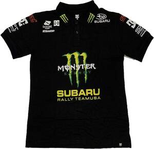 DC SHOE×MONSTER ENERGY ディーシーシュー×モンスターエナジー Ken Block SUBARUロゴ 半袖ポロシャツ（ブラック）(XL)【並行輸入品】