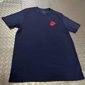 米軍放出品　沖縄　Tシャツ　ネイビーブルー　MARINES 運動　ランニング LARGE　 (INV H#07)