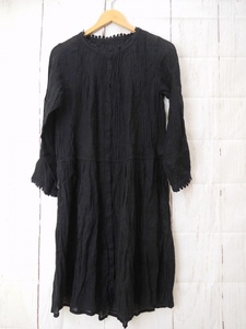 HaaT ISSEY MIYAKE ハート イッセイミヤケ ワンピース 2 HA91FJ593 ブラック 麻61% 指定外繊維39% 日本製 PLEATS PLEASE プリーツプリーズ