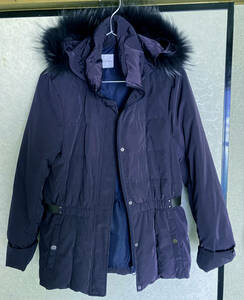 【新品】セシオセラ CECI OU CELA 取り外し可能なファーフード付き ダウン ジャケット size40（M〜L）ネイビー　レディース　婦人用暖 