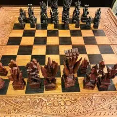 大型 チェス盤  + 駒【木製】