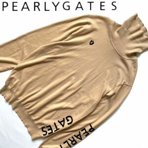 【送料無料】Pearly Gates パーリーゲイツ　タートルネック ロゴ　セーター　ニット　ゴルフ　GOLF 5 L ベージュ　メンズ　長袖